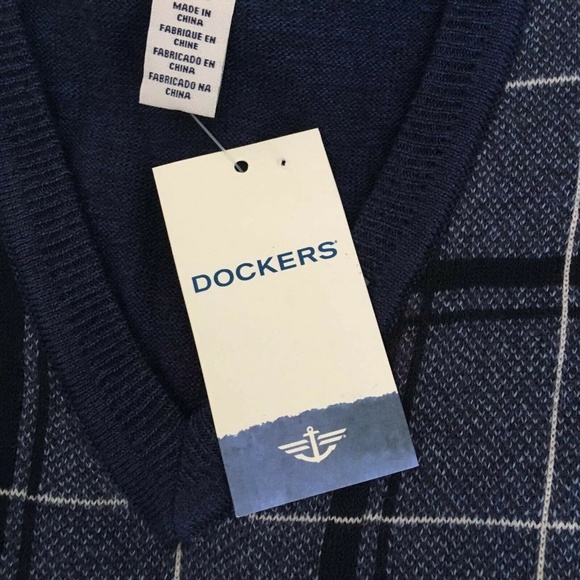 Dockers Blue Plaid V-Neck Sweater - Picture 5 of 5